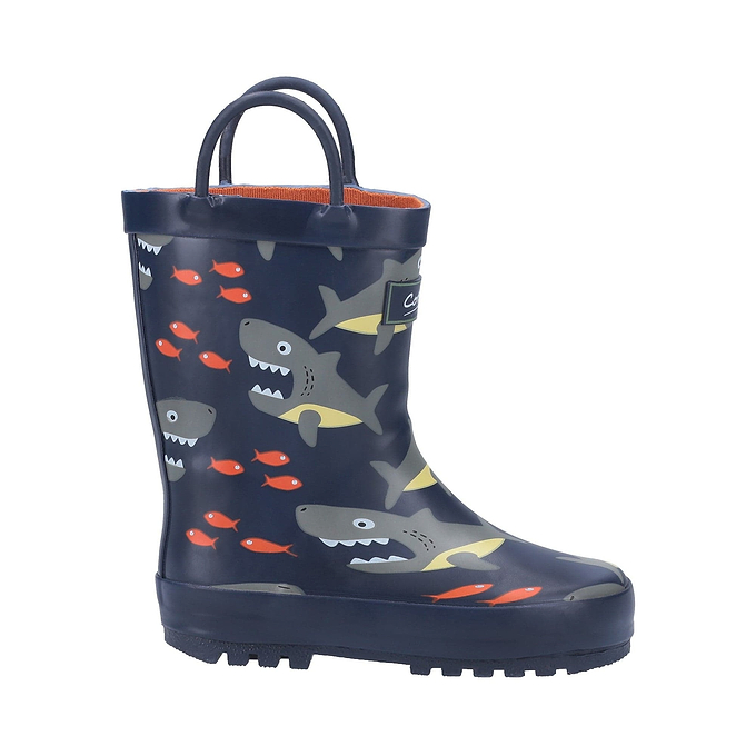 Cotswold Puddle Kids Waterproof Pull On Boots - Shark