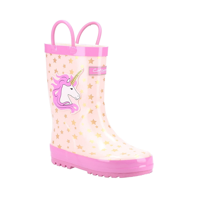 Cotswold Puddle Kids Waterproof Pull On Boots - Unicorn