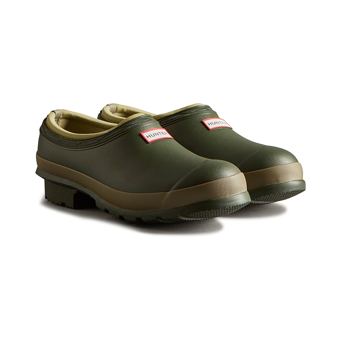 Hunter Gardener Womens Clogs - Dark Olive/Clay