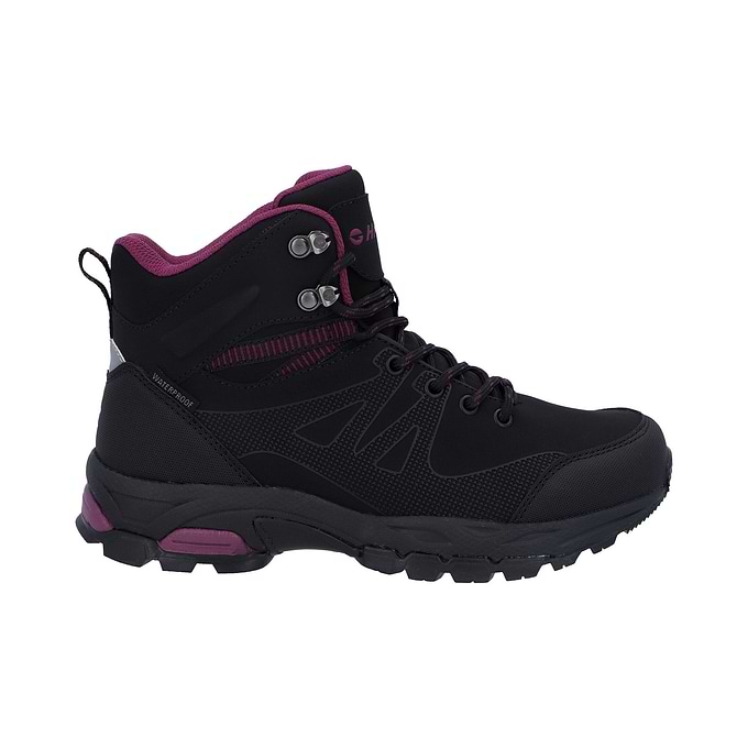 Hi-Tec Jackdaw Mid Womens Waterproof Boots - Black/Burgundy