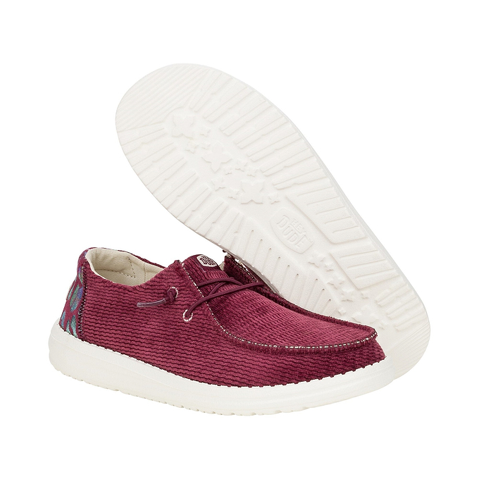 HEYDUDE Wendy Corduroy Leo Womens Shoes - Burgundy