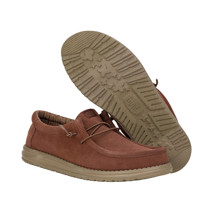 HEYDUDE Wally Suede Mens Shoes - Dark Brown