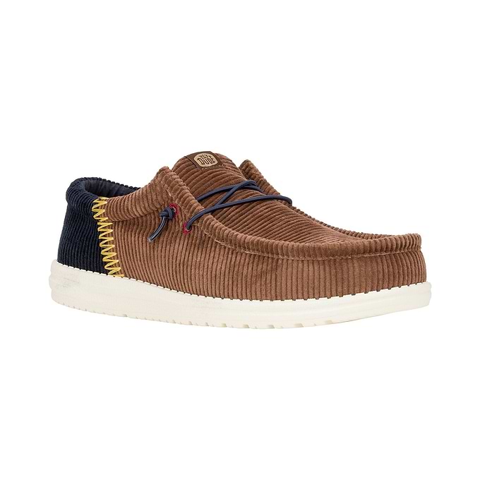HEYDUDE Wally Funk Corduroy Mens Shoes Espresso/Blue TOG24