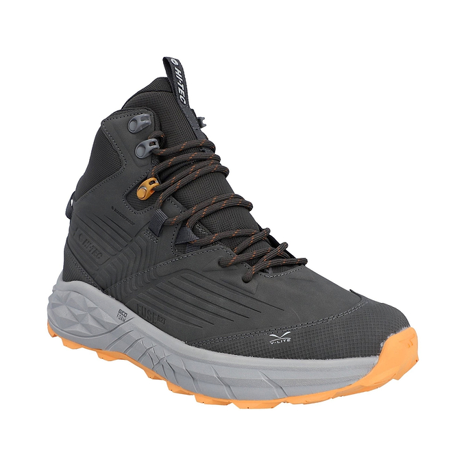 Hi-Tec Fuse Trek Mid Mens Hiking Boot - Steel/Charcoal/Bright Marigold