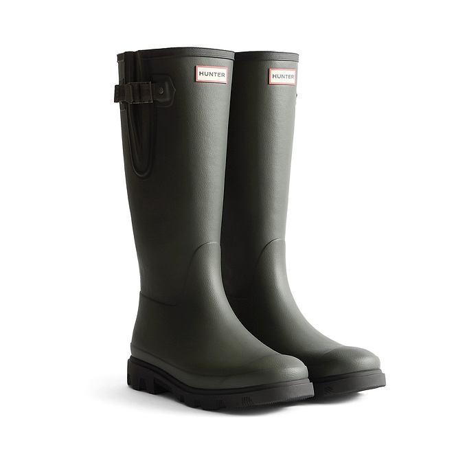 Hunter Field Downpour Adjustable Boot Womens - Dark Olive/Black