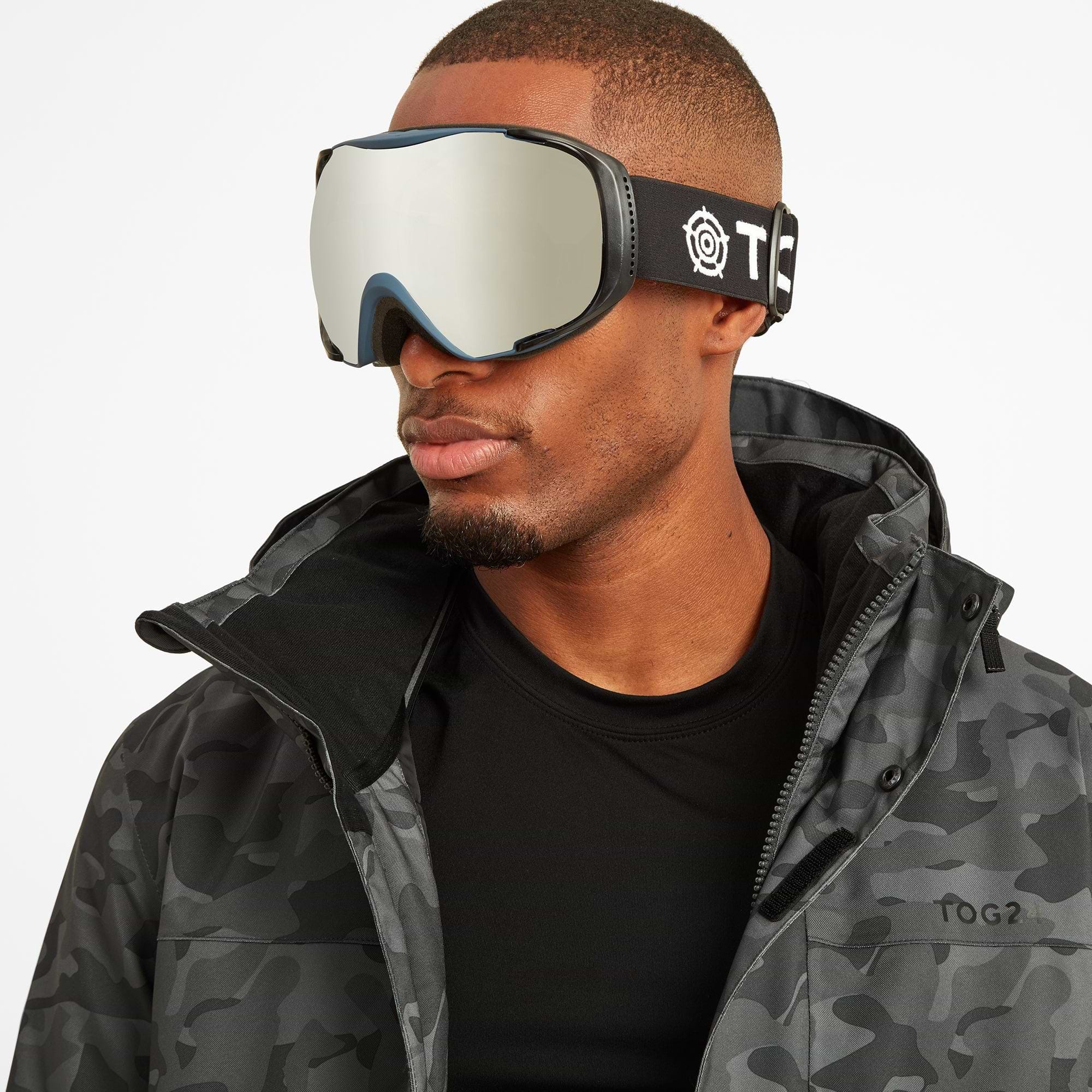 Silver mirror ski goggles sales