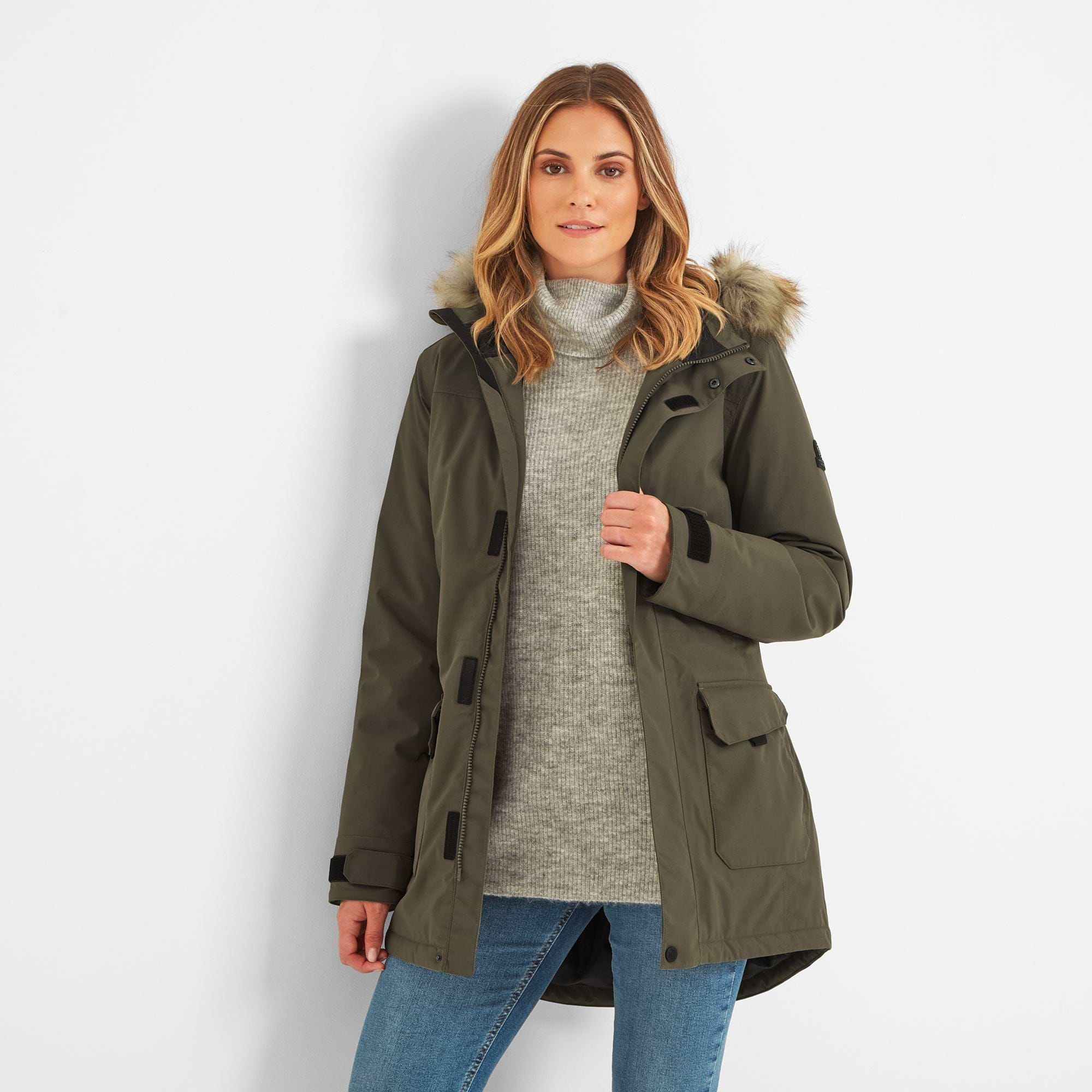 Khaki waterproof parka womens sales