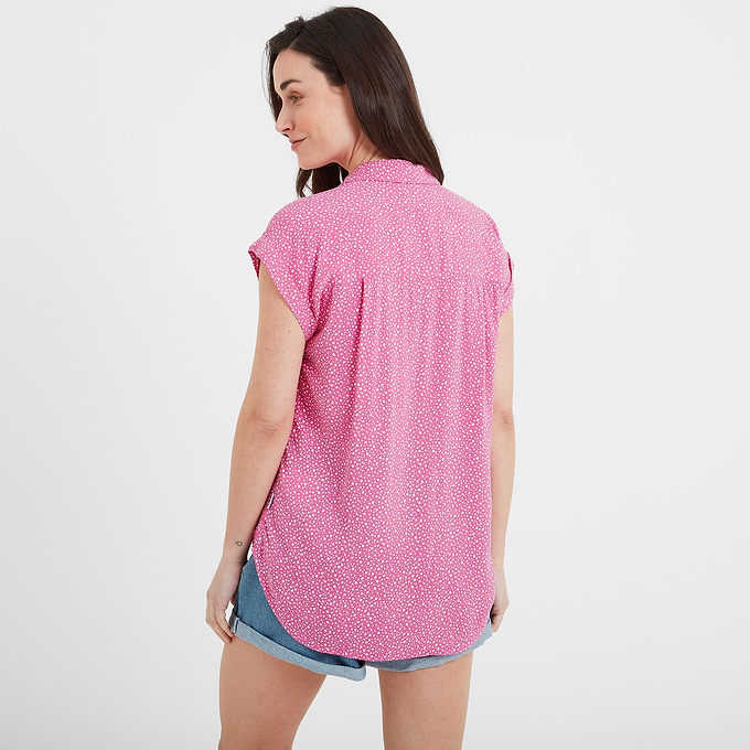 Alston Womens Shoer Short Sleeve Shirt - Bubblegum Pink Pebble Print