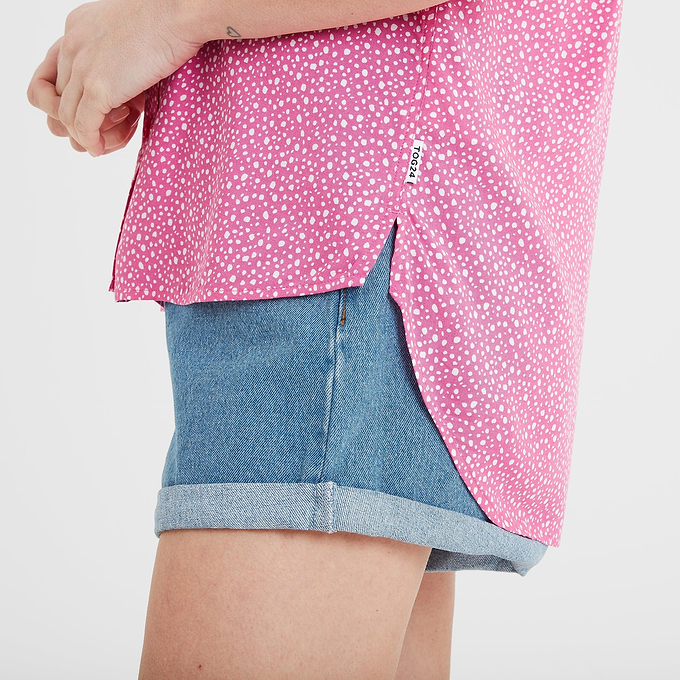 Alston Womens Shoer Short Sleeve Shirt - Bubblegum Pink Pebble Print