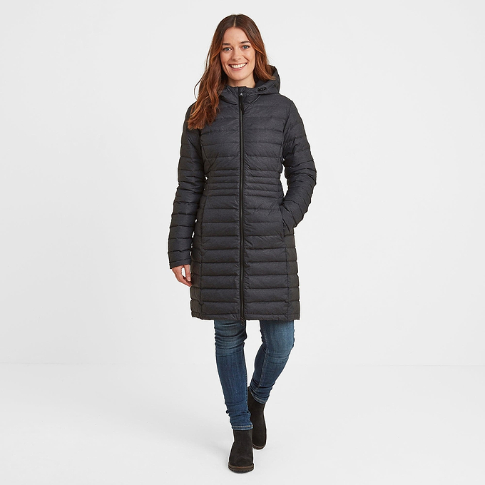 Bardsea Womens Long Down Jacket - Grey Marl