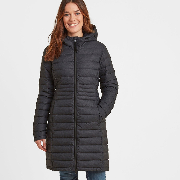 Bardsea Womens Long Down Jacket - Grey Marl