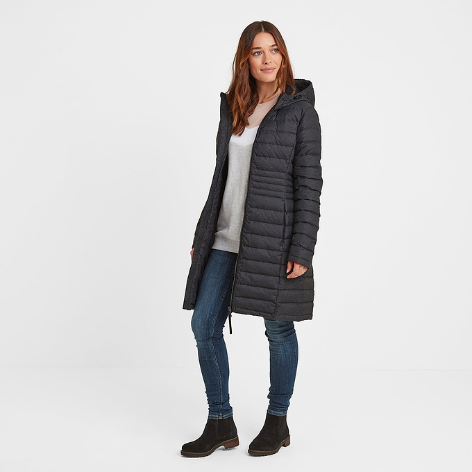 Bardsea Womens Long Down Jacket - Grey Marl