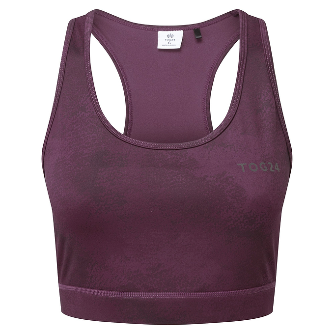 Bostock Womens Tech Crop Top - Dark Purple Print