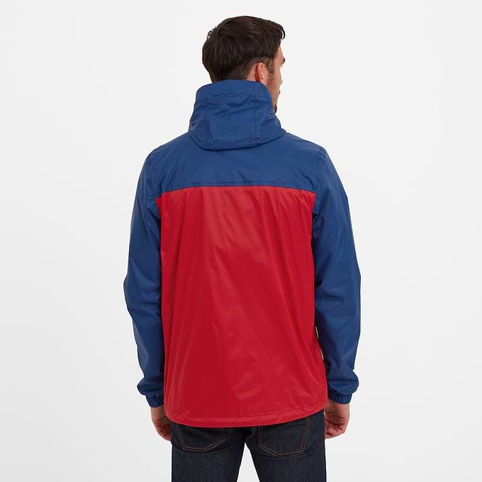 Craven Mens Waterproof Packaway Jacket - Night Blue / Bright Red Colour Block