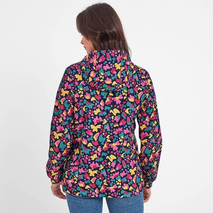 Craven Womens Waterproof Packaway Jacket - Dark Indigo Abstract Floral