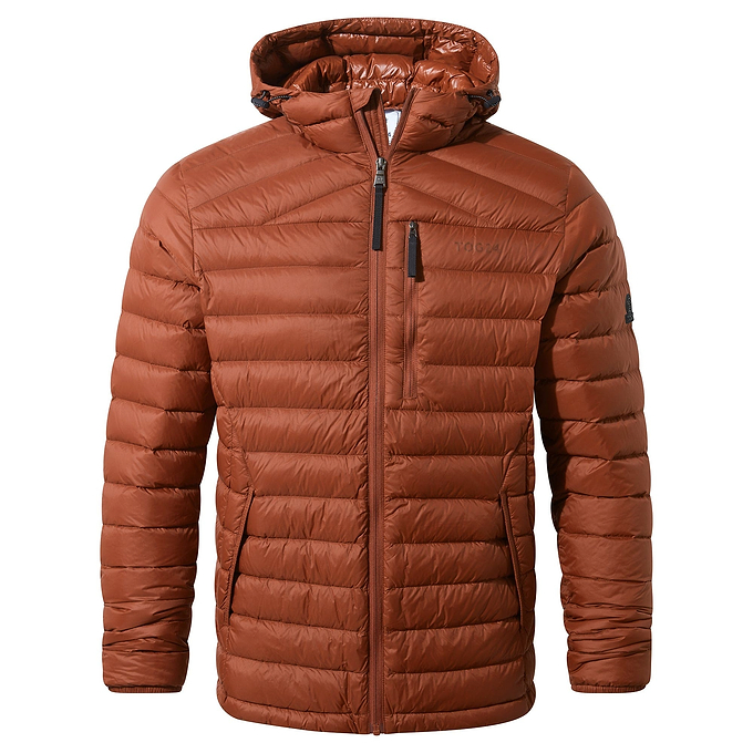 Drax Mens Hooded Down Jacket - Rust