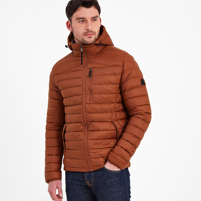 Drax Mens Hooded Down Jacket - Rust