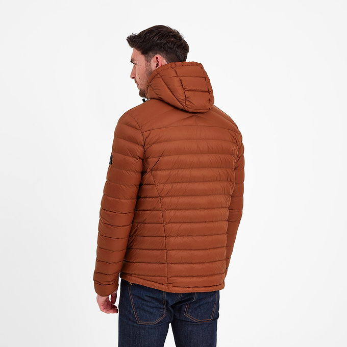 Drax Mens Hooded Down Jacket - Rust