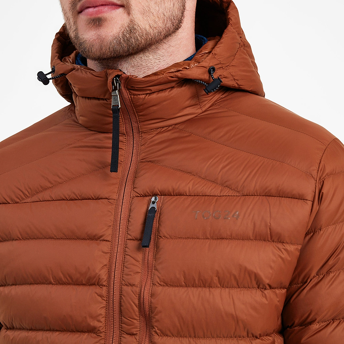 Drax Mens Hooded Down Jacket - Rust