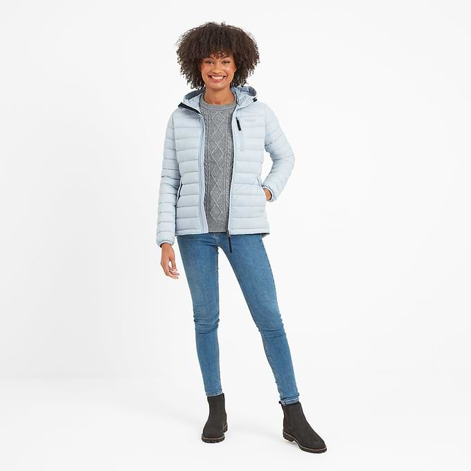 Drax Womens Hooded Down Jacket - Ice Blue