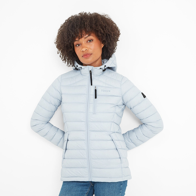 Drax Womens Hooded Down Jacket - Ice Blue