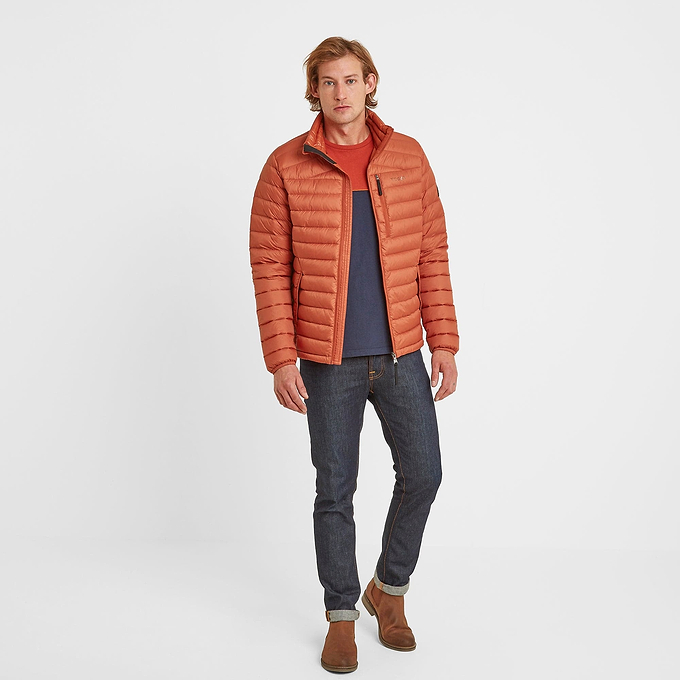 Drax Mens Funnel Down Jacket - Burnt Orange