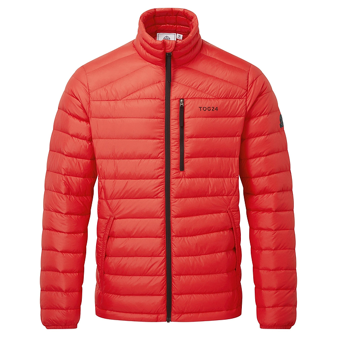 Drax Mens Funnel Down Jacket - Fire Red