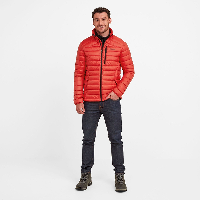 Drax Mens Funnel Down Jacket - Fire Red
