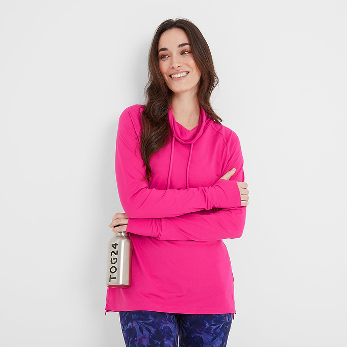 Dunn Womens Long Sleeve Tech Top - Vibrant Pink