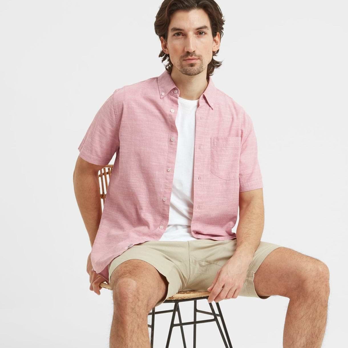 Mens red short sleeve dress shirt online