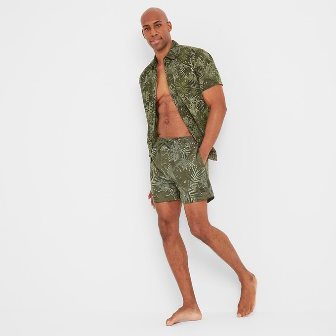 Elmur Mens Printed Swimshorts - Khaki Tropical