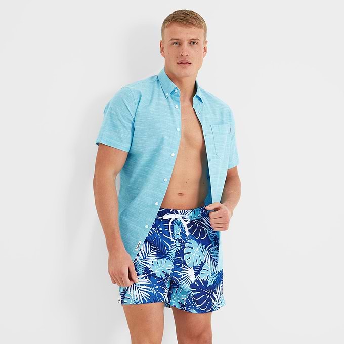 Elmur Mens Printed Swimshorts - Aqua Tropical