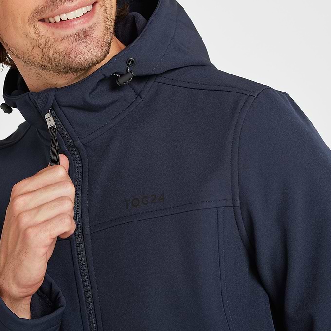 Feizor Mens Shower Resistant Softshell Hooded Jacket - Navy
