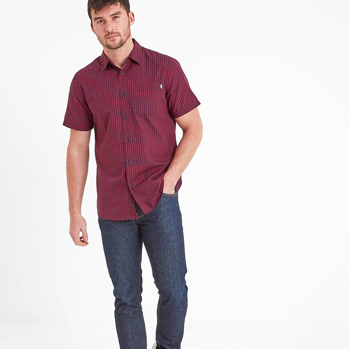 Foster Mens Check Shirt - Rio Red