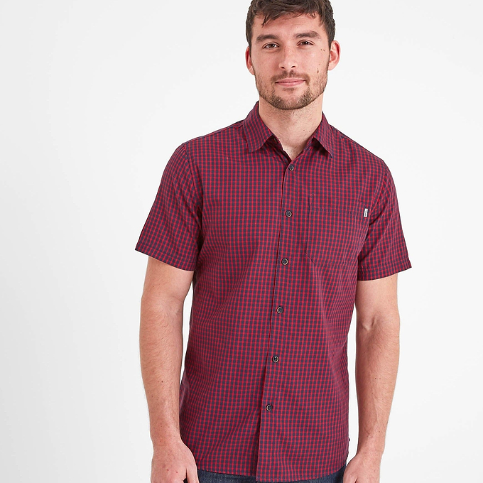 Foster Mens Check Shirt - Rio Red