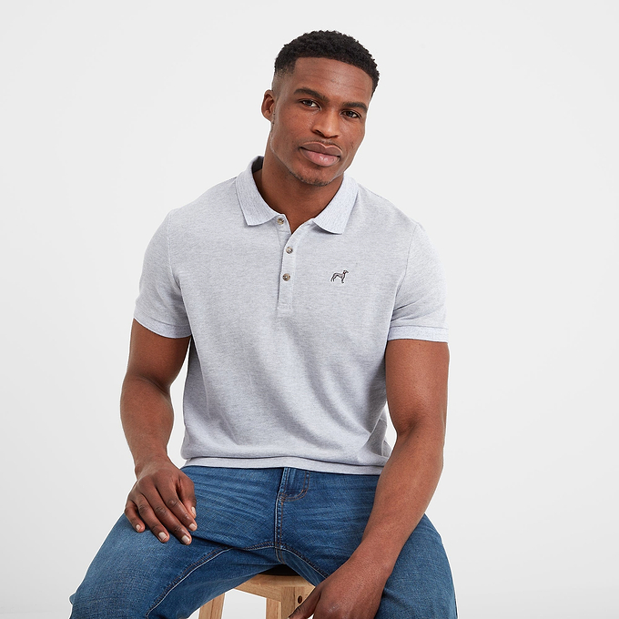 Frank Mens Polo - Light Grey Birdseye