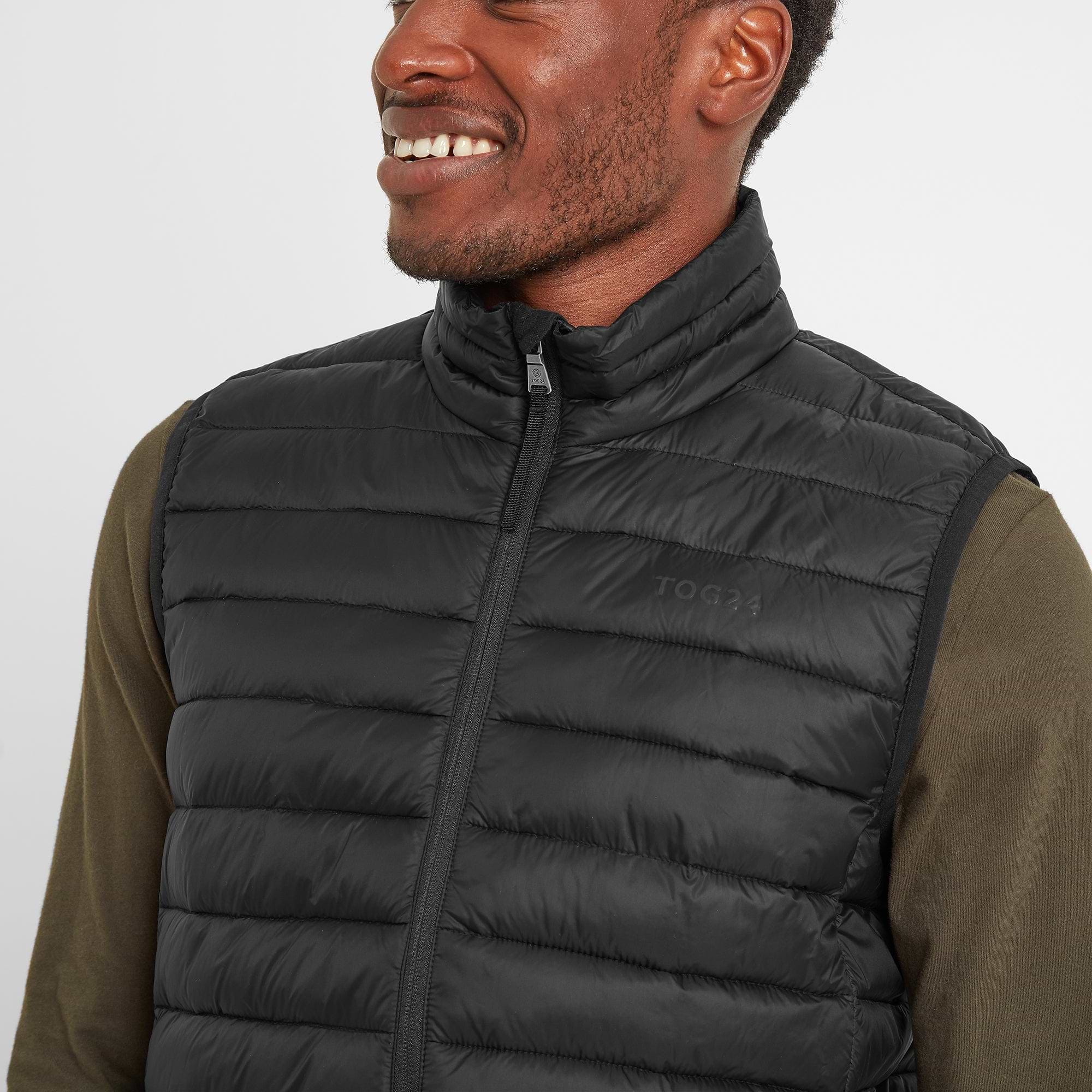 Mens black puffer gilet outlet
