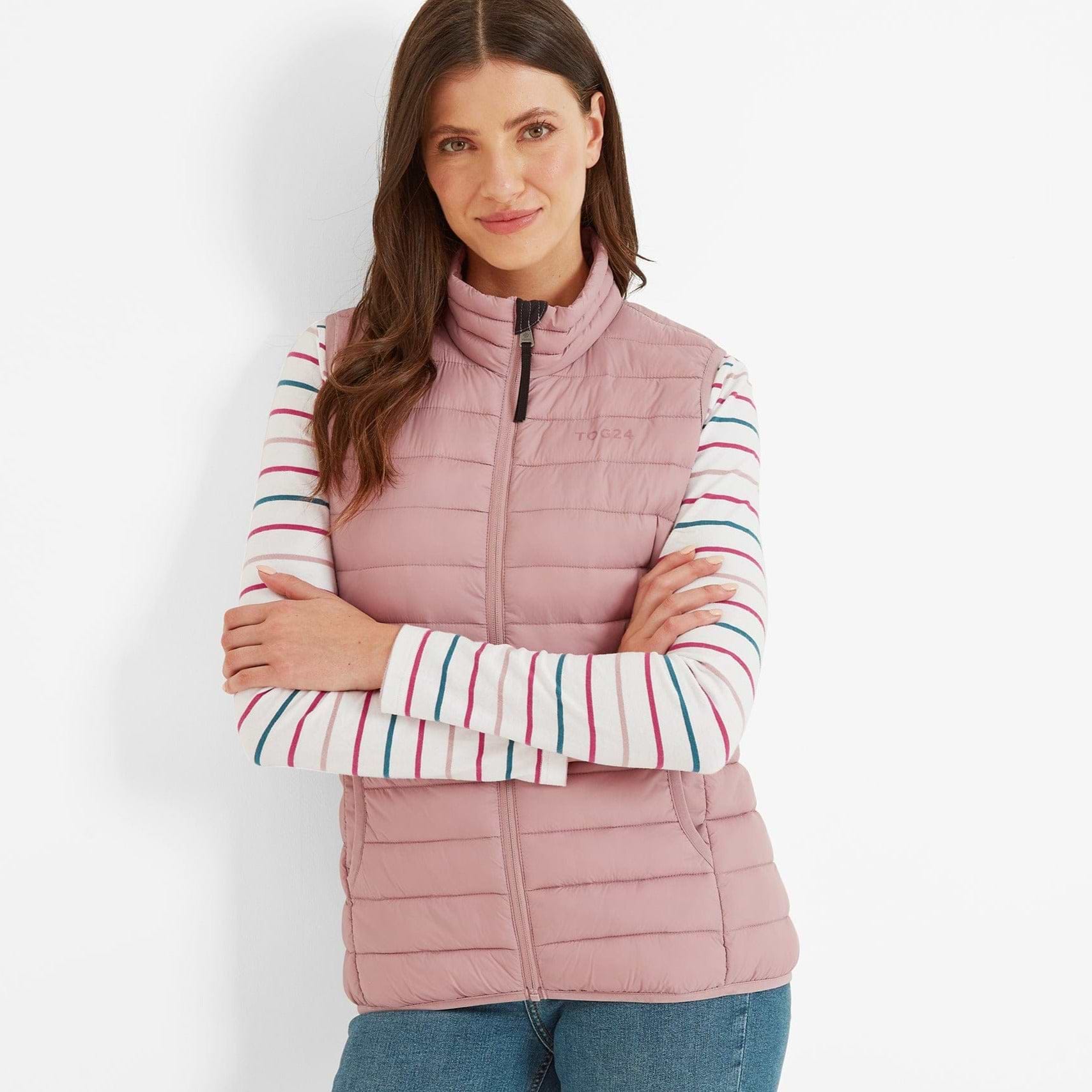 Pink quilted vest womens best sale