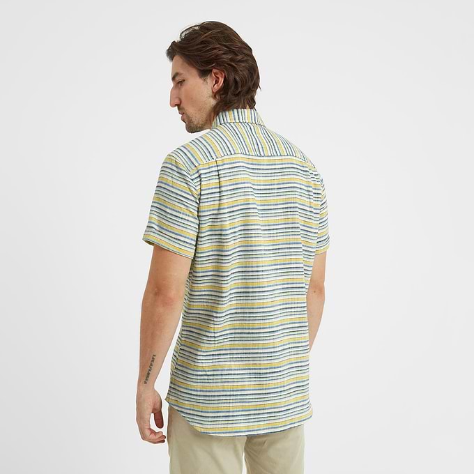 Harold Mens Short Sleeve Stripe Shirt - Aqua