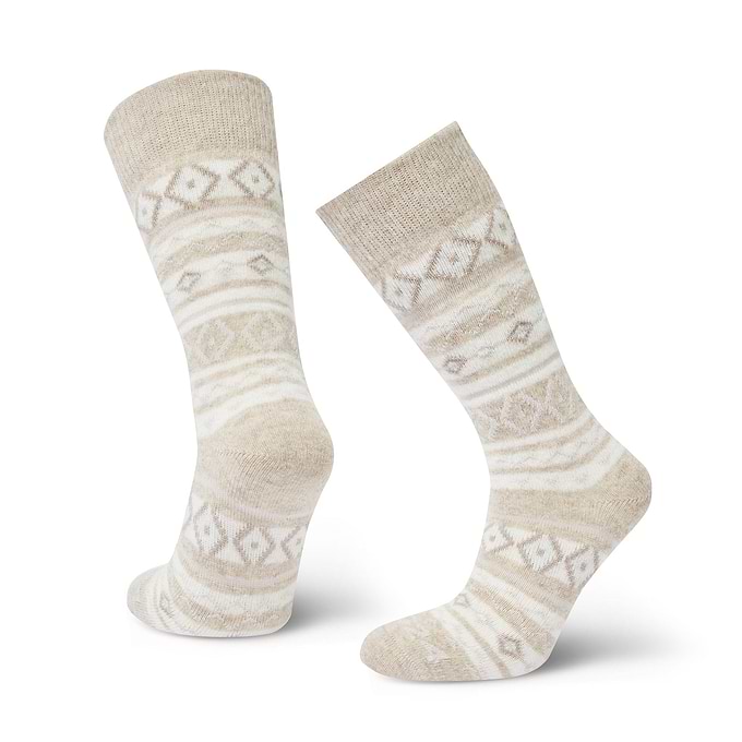 Herdwick Lambswool Walking Socks - Dark Grey Marl/Biscuit
