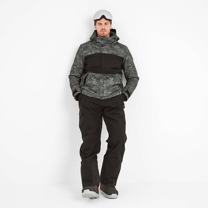 Hunsworth Mens Ski Jacket - Steel Grey Camo/Black