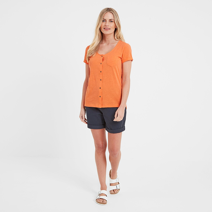 Kinver Womens Button Up Top - Coral Peach