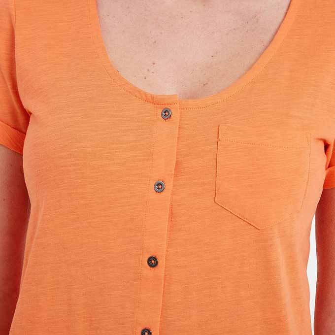 Kinver Womens Button Up Top - Coral Peach