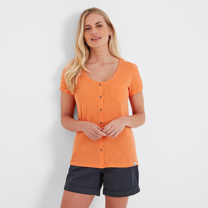 Kinver Womens Button Up Top - Coral Peach