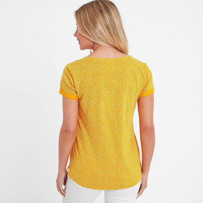 Kinver Womens Button Up Top - Bright Yellow Dalmation Print