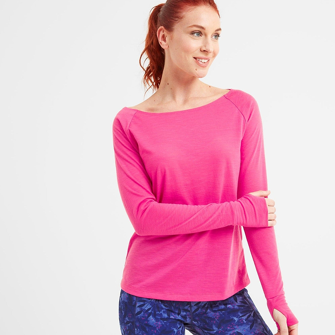 Knowles Womens Long Sleeve Tech Top - Vibrant Pink