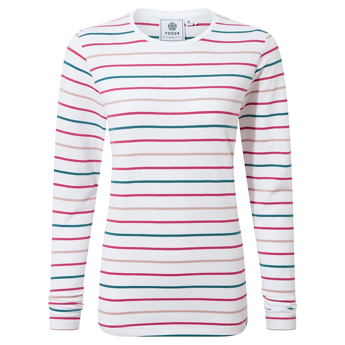 Margie Womens Long Sleeve Breton Stripe Top - Optic White