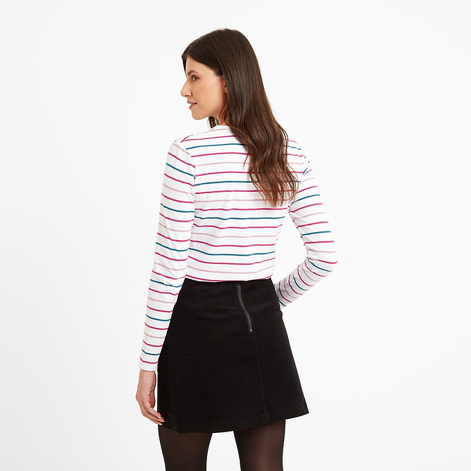 Margie Womens Long Sleeve Breton Stripe Top - Optic White