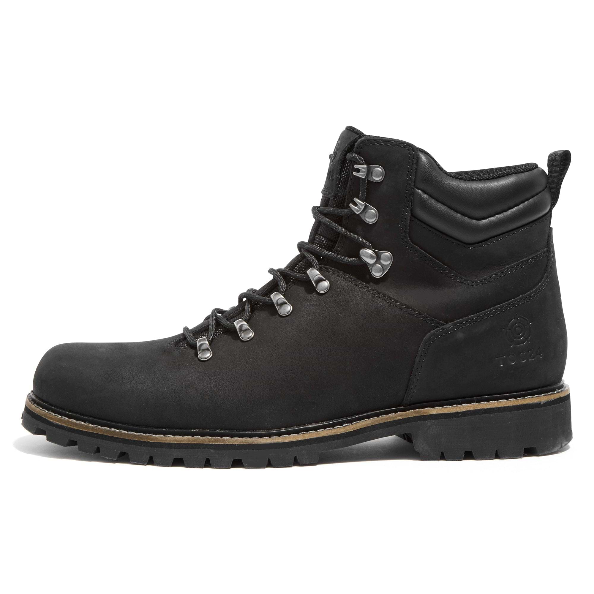 Black leather walking boots mens cheap