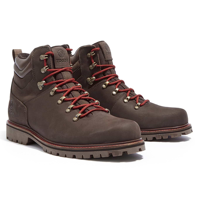 Outback Mens Leather Walking Boots - Chocolate Brown